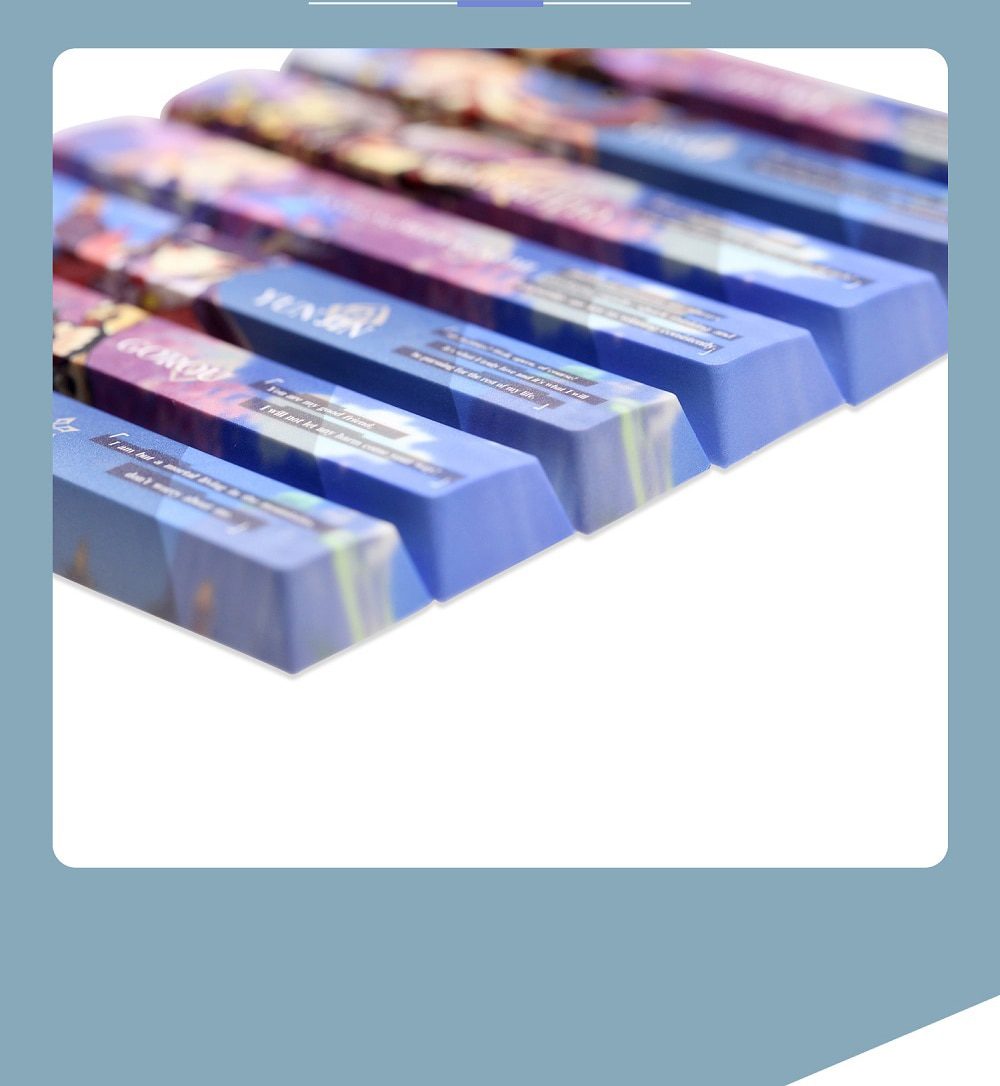 Allover dye subbed Keycap Novelty 6.25u spacebar pbt for mechanical keyboard Genshin Impact Diona Jean YanFei YunJin Goroou Allover dye subbed Keycap Novelty 6.25u spacebar pbt for mechanical keyboard Genshin Impact Diona Jean YanFei YunJin Goroou