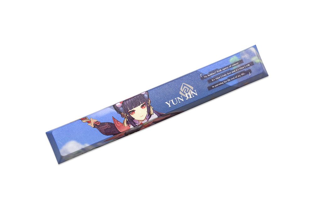 Allover dye subbed Keycap Novelty 6.25u spacebar pbt for mechanical keyboard Genshin Impact Diona Jean YanFei YunJin Goroou Allover dye subbed Keycap Novelty 6.25u spacebar pbt for mechanical keyboard Genshin Impact Diona Jean YanFei YunJin Goroou