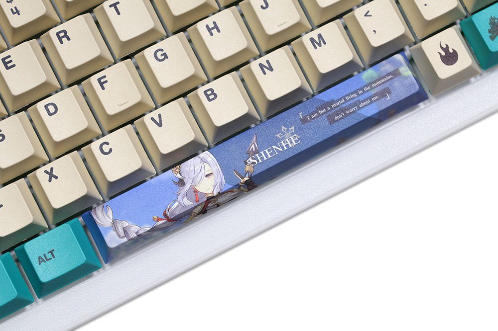 Allover dye subbed Keycap Novelty 6.25u spacebar pbt for mechanical keyboard Genshin Impact Diona Jean YanFei YunJin Goroou Allover dye subbed Keycap Novelty 6.25u spacebar pbt for mechanical keyboard Genshin Impact Diona Jean YanFei YunJin Goroou