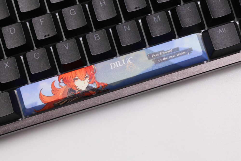 Allover dye subbed Keycap Novelty 6.25u spacebar pbt for mechanical keyboard Genshin Impact Diona Jean YanFei YunJin Goroou Allover dye subbed Keycap Novelty 6.25u spacebar pbt for mechanical keyboard Genshin Impact Diona Jean YanFei YunJin Goroou
