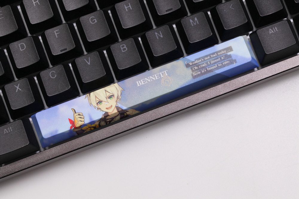 Allover dye subbed Keycap Novelty 6.25u spacebar pbt for mechanical keyboard Genshin Impact Diona Jean YanFei YunJin Goroou Allover dye subbed Keycap Novelty 6.25u spacebar pbt for mechanical keyboard Genshin Impact Diona Jean YanFei YunJin Goroou