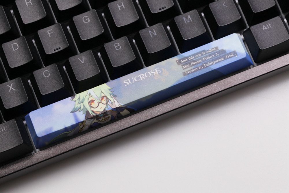 Allover dye subbed Keycap Novelty 6.25u spacebar pbt for mechanical keyboard Genshin Impact Diona Jean YanFei YunJin Goroou Allover dye subbed Keycap Novelty 6.25u spacebar pbt for mechanical keyboard Genshin Impact Diona Jean YanFei YunJin Goroou