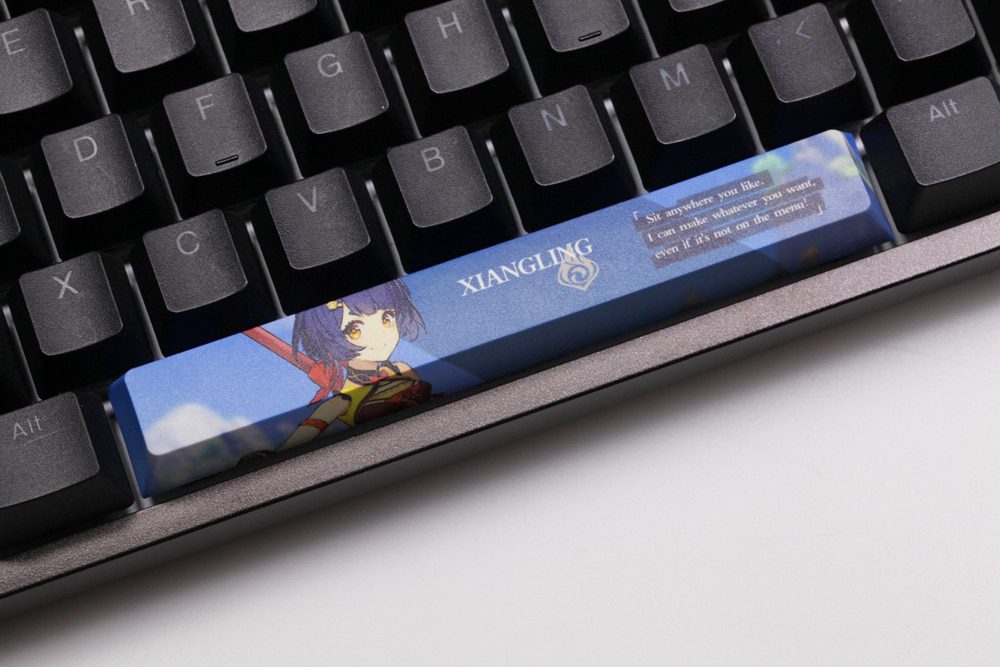 Allover dye subbed Keycap Novelty 6.25u spacebar pbt for mechanical keyboard Genshin Impact Diona Jean YanFei YunJin Goroou Allover dye subbed Keycap Novelty 6.25u spacebar pbt for mechanical keyboard Genshin Impact Diona Jean YanFei YunJin Goroou