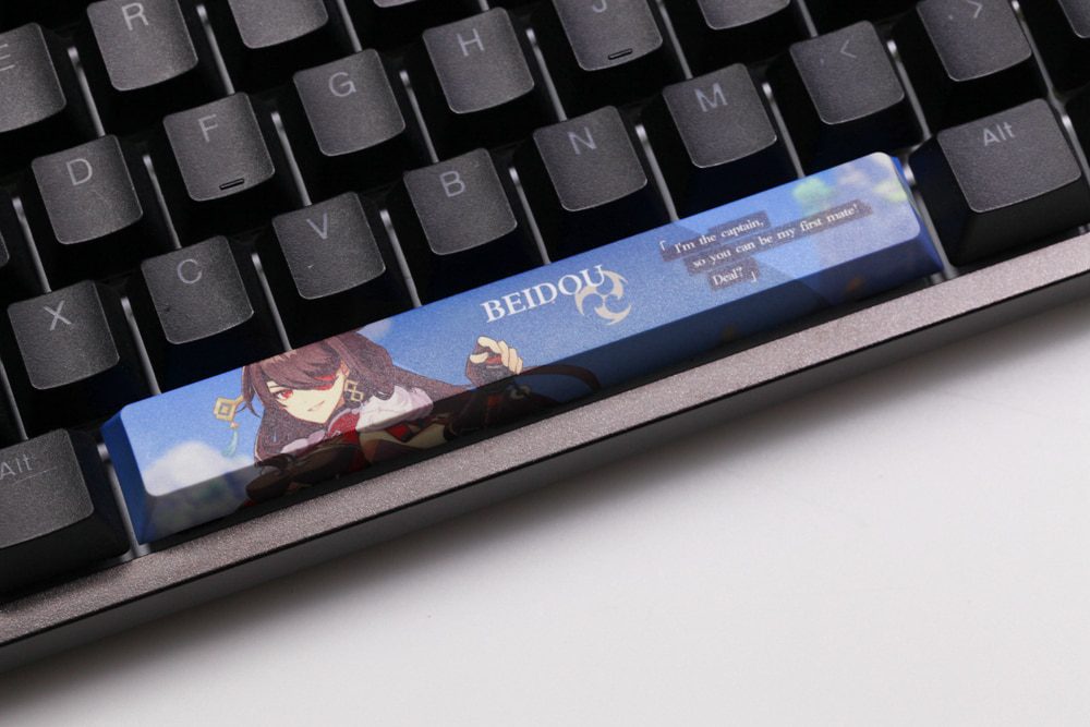 Allover dye subbed Keycap Novelty 6.25u spacebar pbt for mechanical keyboard Genshin Impact Diona Jean YanFei YunJin Goroou Allover dye subbed Keycap Novelty 6.25u spacebar pbt for mechanical keyboard Genshin Impact Diona Jean YanFei YunJin Goroou