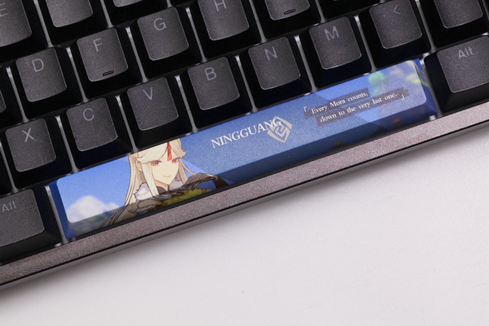 Allover dye subbed Keycap Novelty 6.25u spacebar pbt for mechanical keyboard Genshin Impact Diona Jean YanFei YunJin Goroou Allover dye subbed Keycap Novelty 6.25u spacebar pbt for mechanical keyboard Genshin Impact Diona Jean YanFei YunJin Goroou