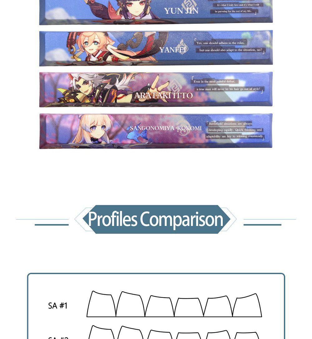 Allover dye subbed Keycap Novelty 6.25u spacebar pbt for mechanical keyboard Genshin Impact Diona Jean YanFei YunJin Goroou Allover dye subbed Keycap Novelty 6.25u spacebar pbt for mechanical keyboard Genshin Impact Diona Jean YanFei YunJin Goroou