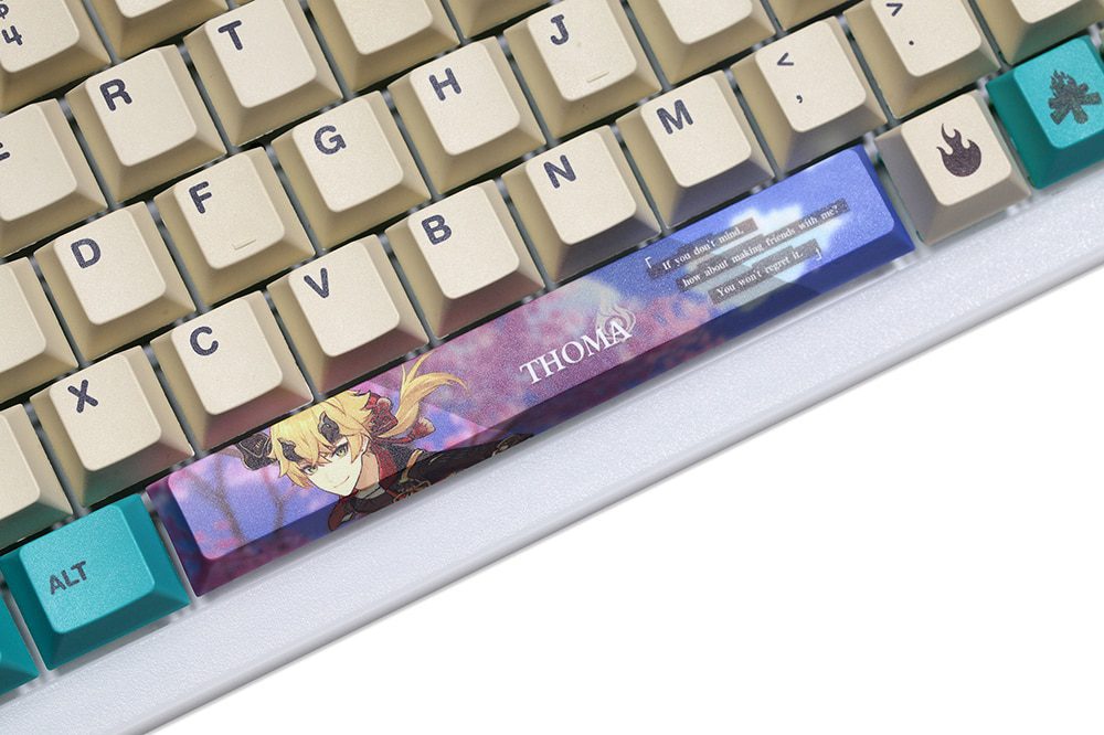 Allover dye subbed Keycap Novelty 6.25u spacebar pbt for mechanical keyboard Genshin Impact Diona Jean YanFei YunJin Goroou Allover dye subbed Keycap Novelty 6.25u spacebar pbt for mechanical keyboard Genshin Impact Diona Jean YanFei YunJin Goroou