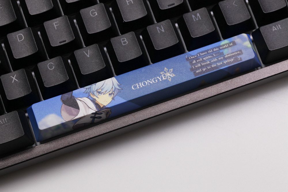 Allover dye subbed Keycap Novelty 6.25u spacebar pbt for mechanical keyboard Genshin Impact Diona Jean YanFei YunJin Goroou Allover dye subbed Keycap Novelty 6.25u spacebar pbt for mechanical keyboard Genshin Impact Diona Jean YanFei YunJin Goroou