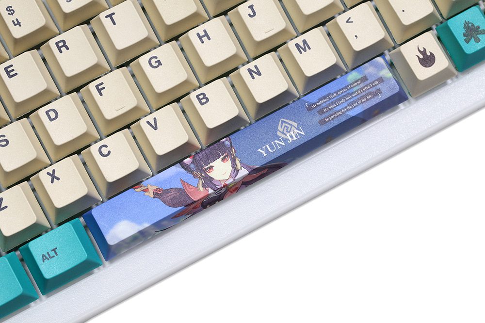 Allover dye subbed Keycap Novelty 6.25u spacebar pbt for mechanical keyboard Genshin Impact Diona Jean YanFei YunJin Goroou Allover dye subbed Keycap Novelty 6.25u spacebar pbt for mechanical keyboard Genshin Impact Diona Jean YanFei YunJin Goroou