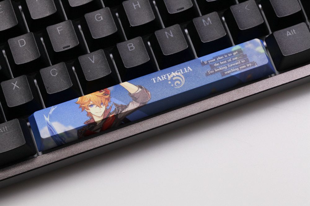 Allover dye subbed Keycap Novelty 6.25u spacebar pbt for mechanical keyboard Genshin Impact Diona Jean YanFei YunJin Goroou Allover dye subbed Keycap Novelty 6.25u spacebar pbt for mechanical keyboard Genshin Impact Diona Jean YanFei YunJin Goroou