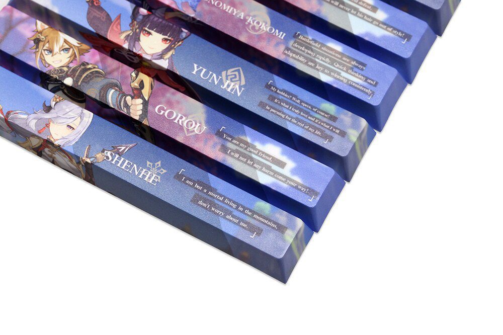 Allover dye subbed Keycap Novelty 6.25u spacebar pbt for mechanical keyboard Genshin Impact Diona Jean YanFei YunJin Goroou Allover dye subbed Keycap Novelty 6.25u spacebar pbt for mechanical keyboard Genshin Impact Diona Jean YanFei YunJin Goroou