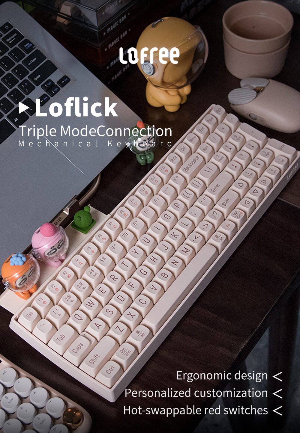 LOFREE Loflick 3 Mode wireless mechanical keyboard bluetooth 5.0 gaming home office red axis laptop tablet 68 and 100 keys LOFREE Loflick 3 Mode wireless mechanical keyboard bluetooth 5.0 gaming home office red axis laptop tablet 68 and 100 keys