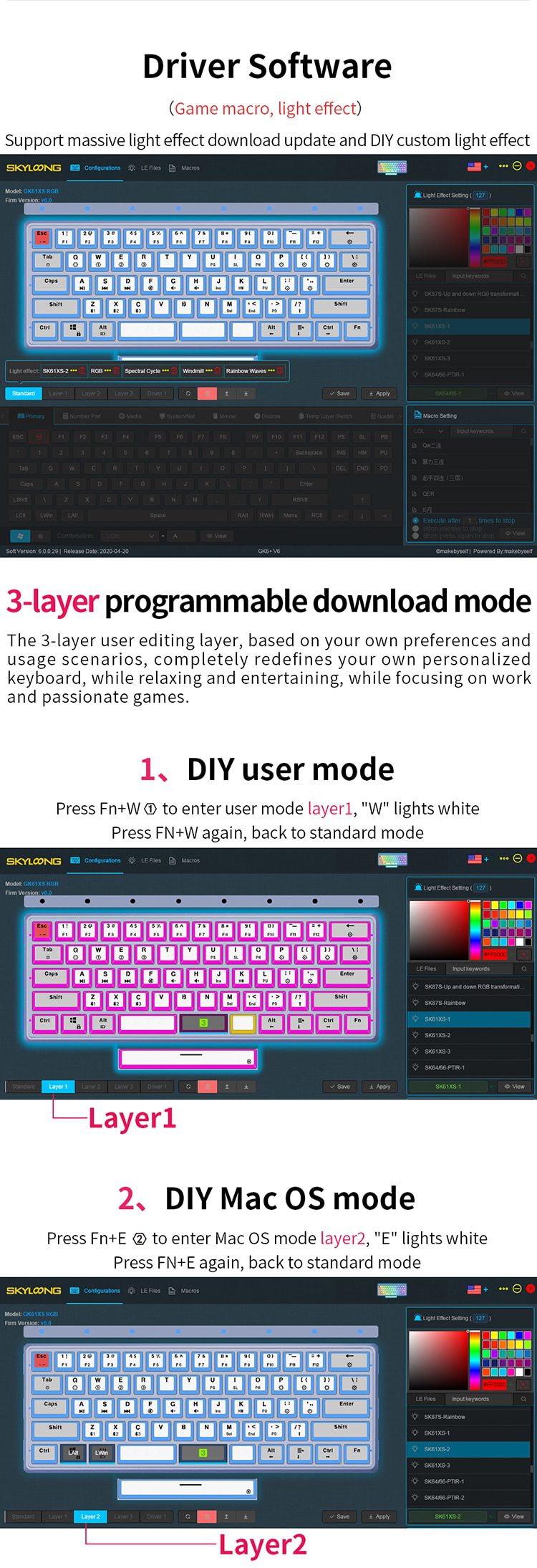 gk61x gk61 60% mechanical keyboard rgb switch led hot swapping socket type c pcb case with split spacebar software program gk61x gk61 60% mechanical keyboard rgb switch led hot swapping socket type c pcb case with split spacebar software program