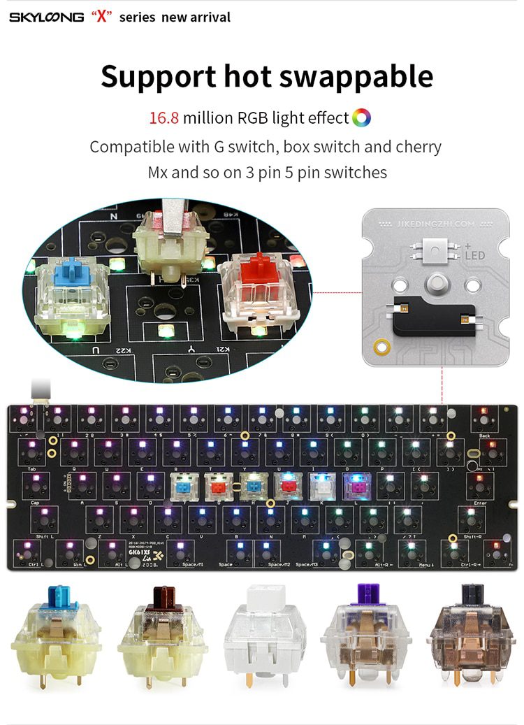 gk61x gk61 60% mechanical keyboard rgb switch led hot swapping socket type c pcb case with split spacebar software program gk61x gk61 60% mechanical keyboard rgb switch led hot swapping socket type c pcb case with split spacebar software program