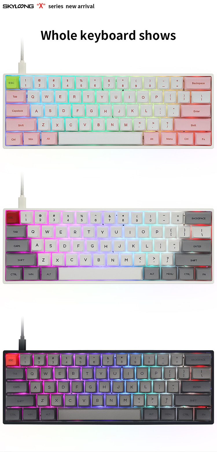 gk61x gk61 60% mechanical keyboard rgb switch led hot swapping socket type c pcb case with split spacebar software program gk61x gk61 60% mechanical keyboard rgb switch led hot swapping socket type c pcb case with split spacebar software program