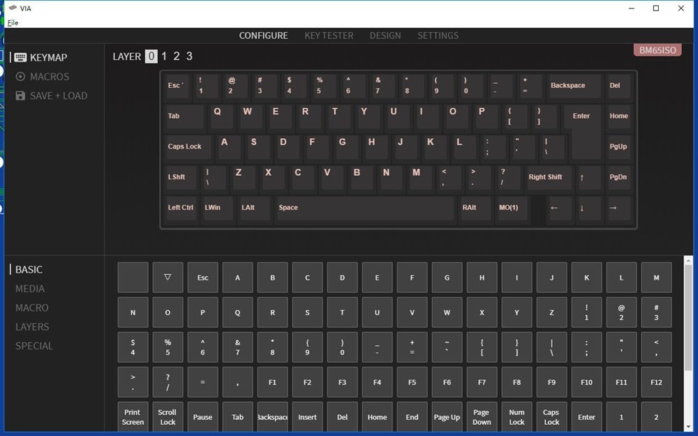 bm65rgb bm65 ISO rgb 65%  hot swappable Custom Mechanical Keyboard PCB programmed qmk VIA firmware rgb switch underglow type c