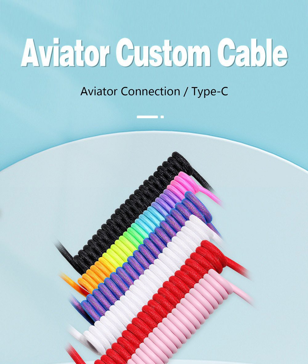 GKs Space Cable Aviator Custom usb c port coiled Cable wire for Mechanical Keyboard USB cable type c USB Blue Purple Red Black GKs Space Cable Aviator Custom usb c port coiled Cable wire for Mechanical Keyboard USB cable type c USB Blue Purple Red Black
