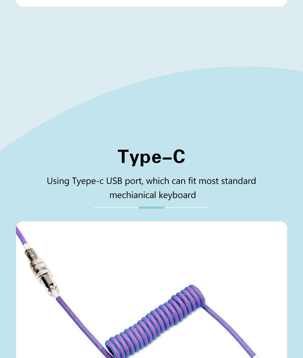 GKs Space Cable Aviator Custom usb c port coiled Cable wire for Mechanical Keyboard USB cable type c USB Blue Purple Red Black GKs Space Cable Aviator Custom usb c port coiled Cable wire for Mechanical Keyboard USB cable type c USB Blue Purple Red Black