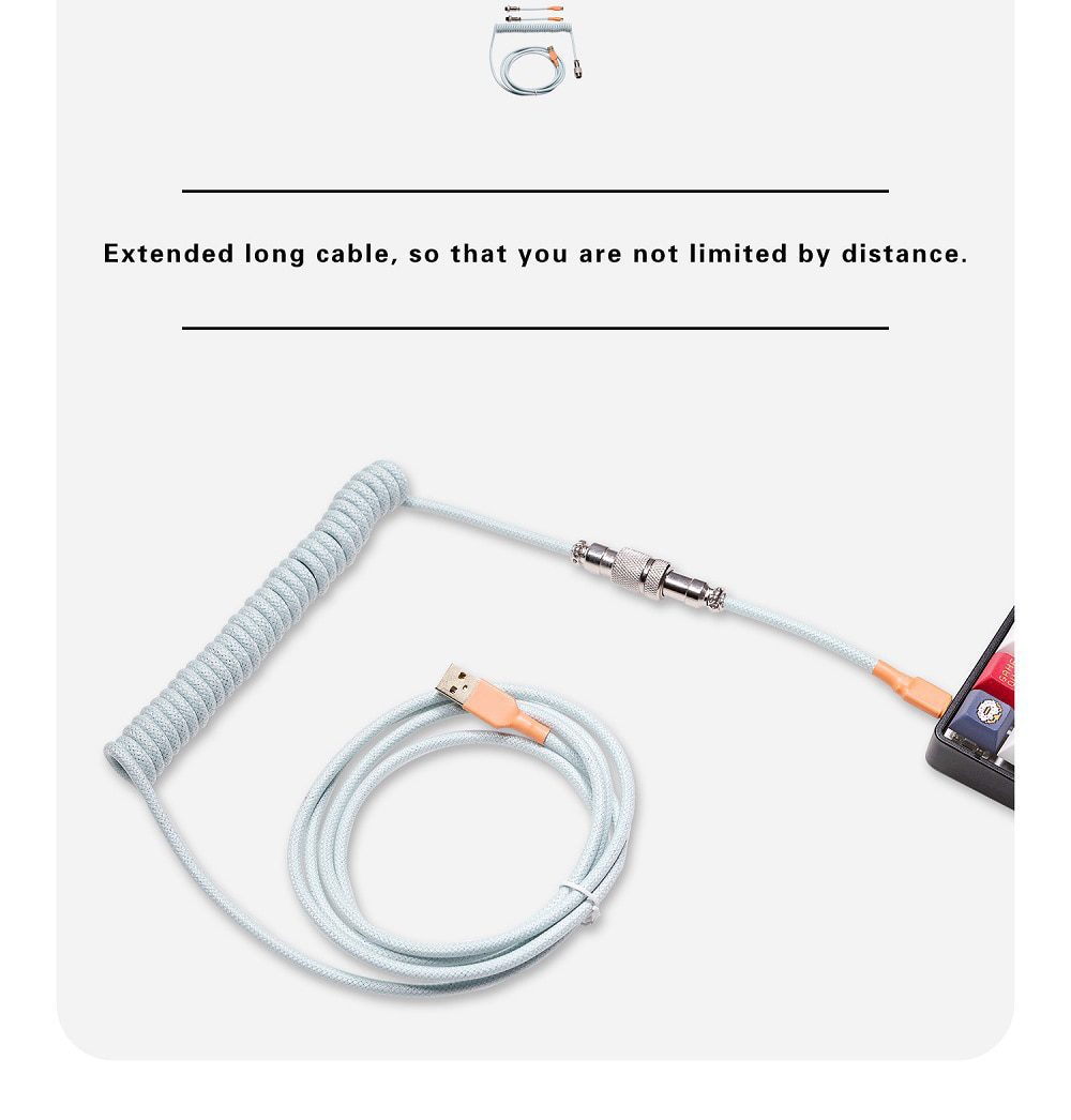 mStone Space Cable Aviator Custom usb c port mini port coiled Cable wire for Mechanical Keyboard USB cable type c USB Light Blue mStone Space Cable Aviator Custom usb c port mini port coiled Cable wire for Mechanical Keyboard USB cable type c USB Light Blue