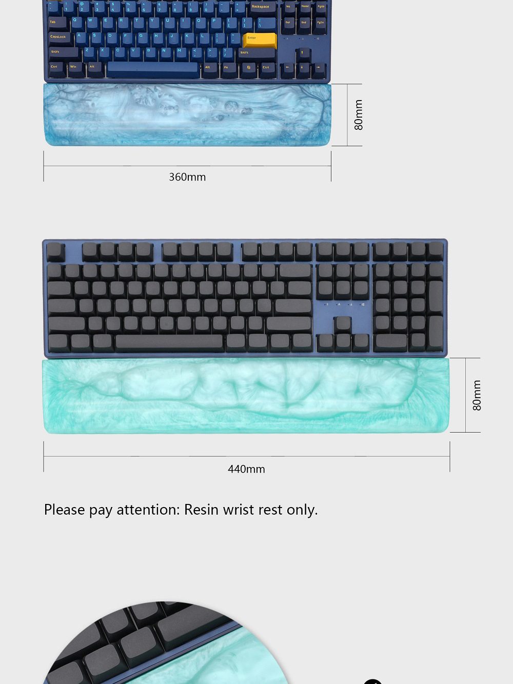 LOOP Resin Wrist Rest Handmade Wrist with Rubber feet for mechanical keyboards gh60 xd60 xd64 60% Poker 87