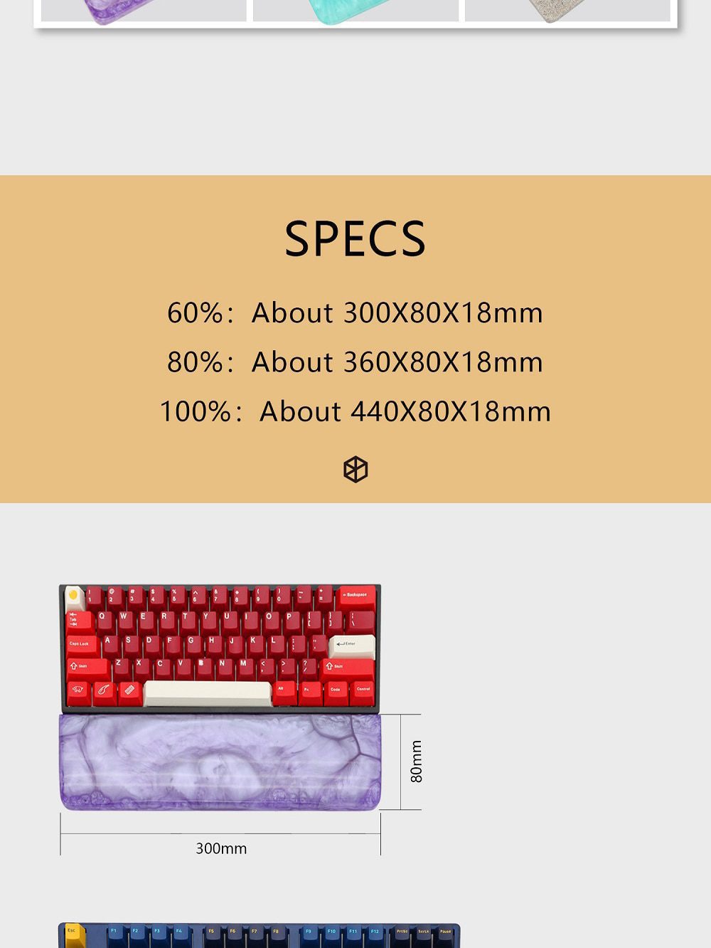 LOOP Resin Wrist Rest Handmade Wrist with Rubber feet for mechanical keyboards gh60 xd60 xd64 60% Poker 87