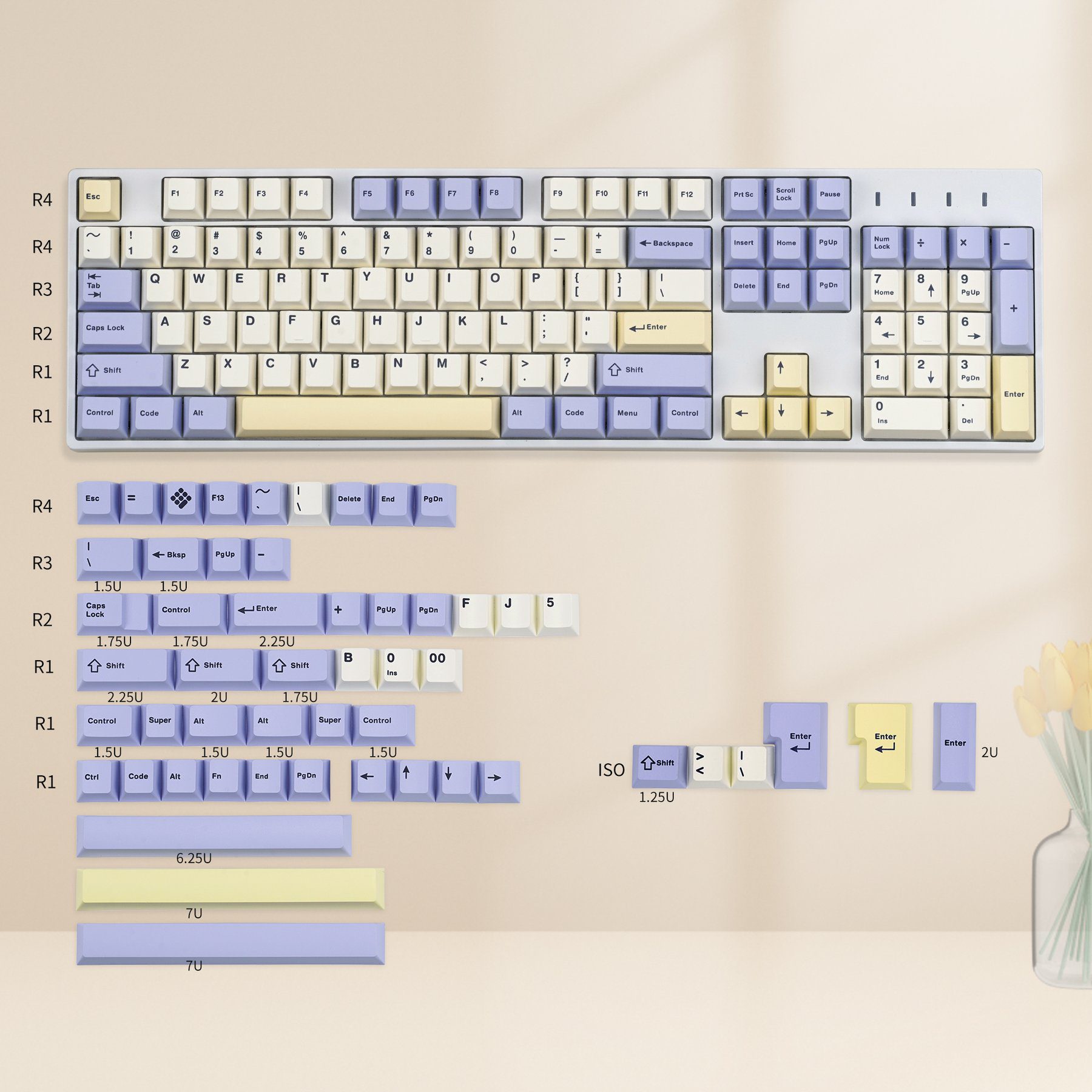 EnjoyPBT 157 Keys Simple Pruple Dye-Subbed Cherry Profile Keycap Set For MX Mechanical Keyboard 61/63/67/68/84/87/104 Layout EnjoyPBT 157 Keys Simple Pruple Dye-Subbed Cherry Profile Keycap Set For MX Mechanical Keyboard 61/63/67/68/84/87/104 Layout