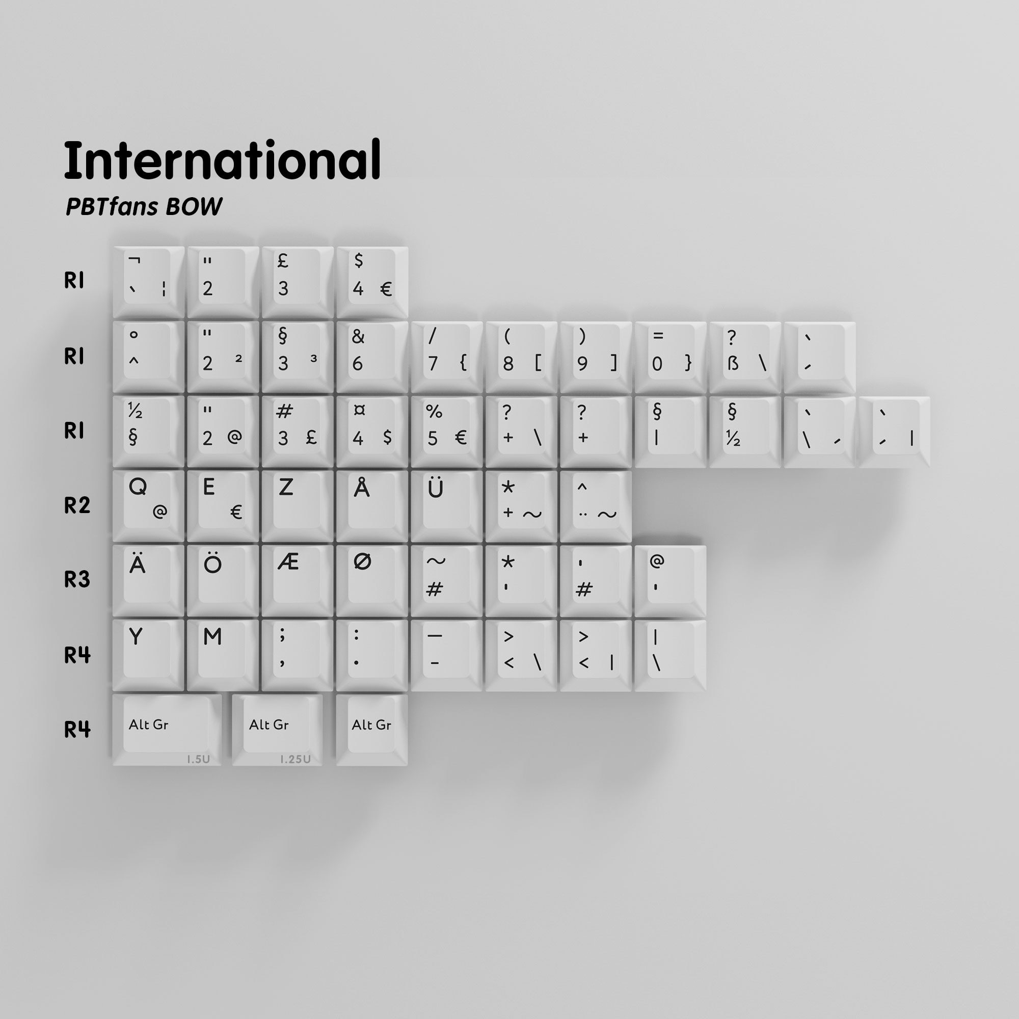 PBTfans™ Doubleshot BOW PBT Material Cherry Profile Keycaps Numpad/Spacebar/40s/International Kits