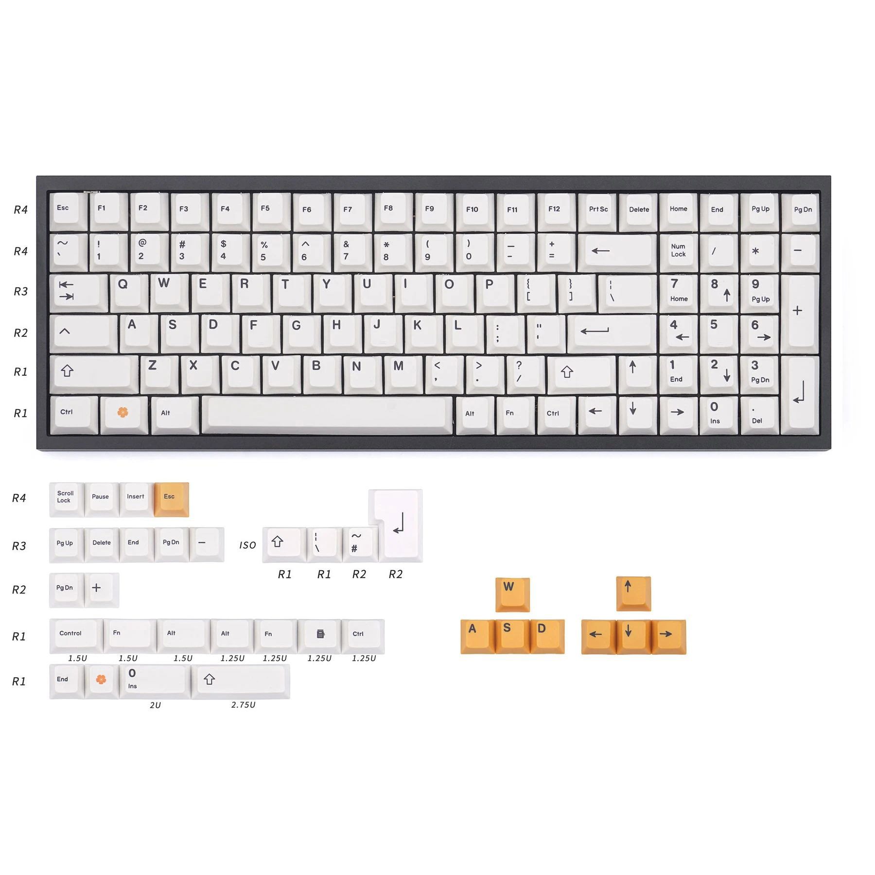 NPKC White Orange Dye-sub Cherry Profile 134 Keycaps NPKC White Orange Dye-sub Cherry Profile 134 Keycaps