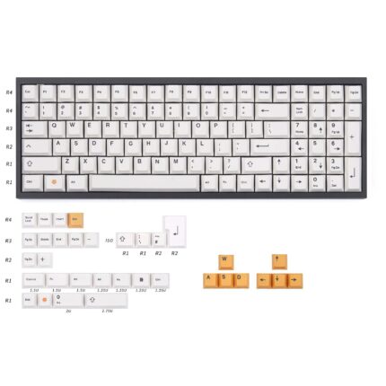 NPKC White Orange Dye-sub Cherry Profile 134 Keycaps