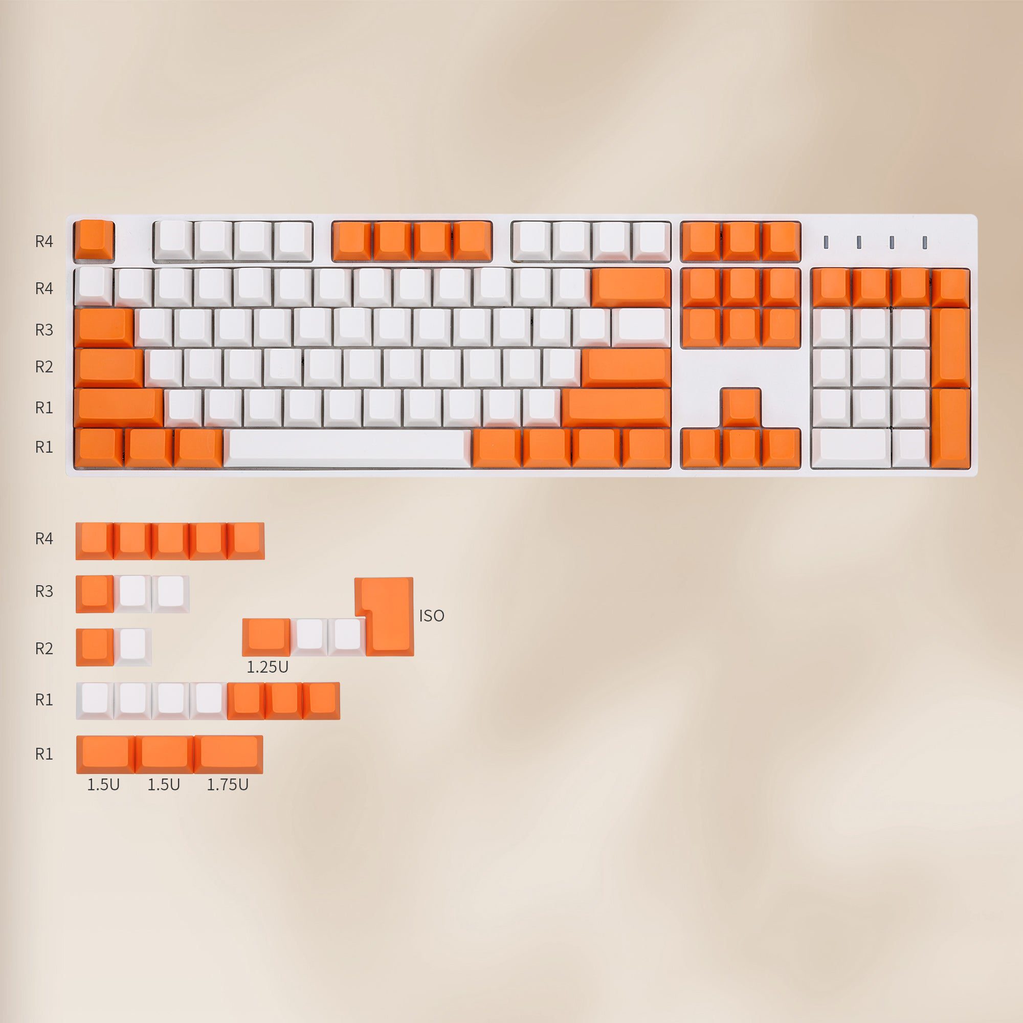 KBDfans Cherry Profile PBT Gray Blue And Orange Blank Keycaps 128 Keys 61/63/67/68/87/104/108/KBD67 Layouts KBDfans Cherry Profile PBT Gray Blue And Orange Blank Keycaps 128 Keys 61/63/67/68/87/104/108/KBD67 Layouts