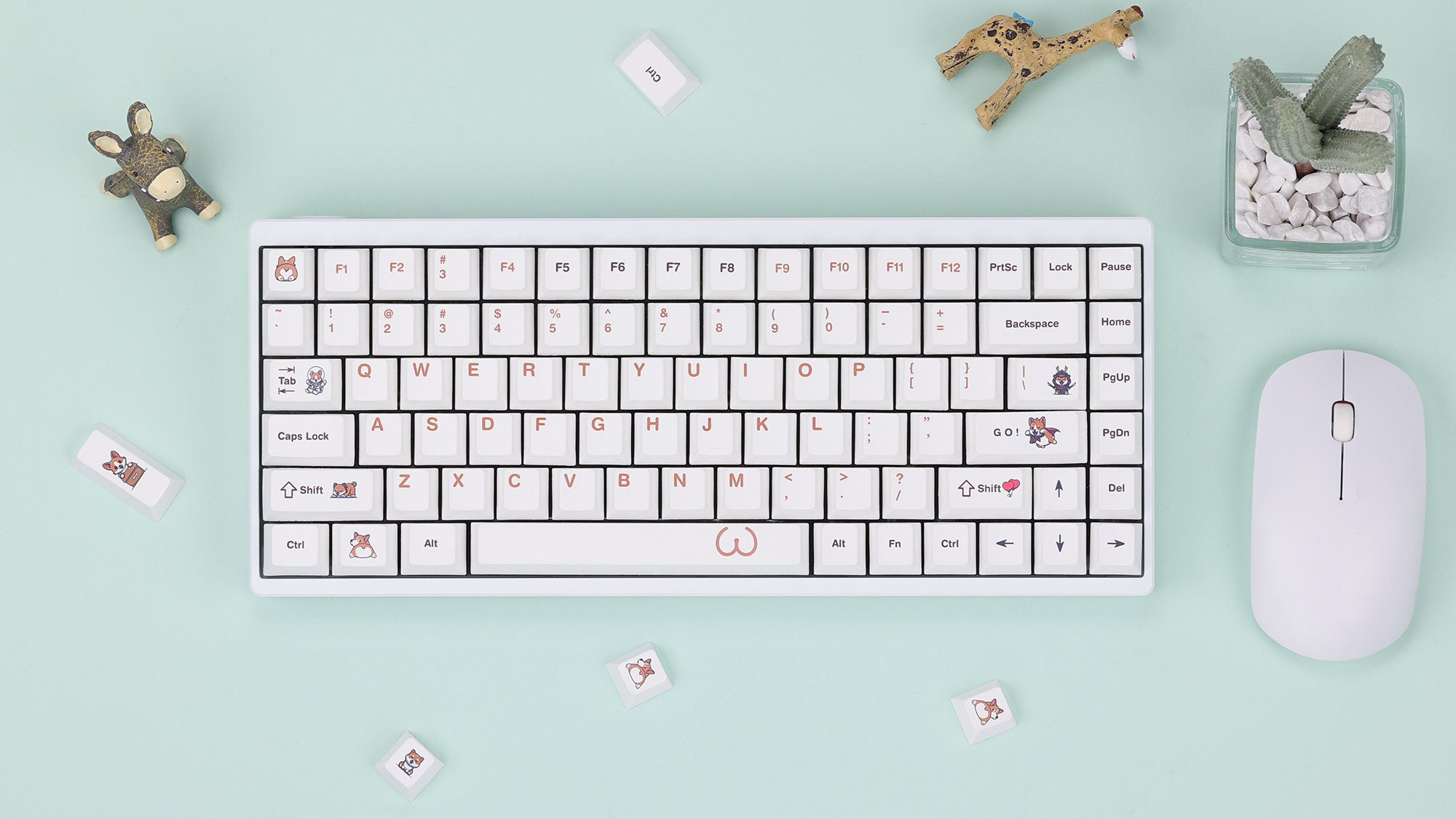 KBDfans Cherry Profile Corgi/Ocean PBT Dye-sub Keycaps Fit Cherry MX Switches 63/64/67/68/84/104 keys Layout