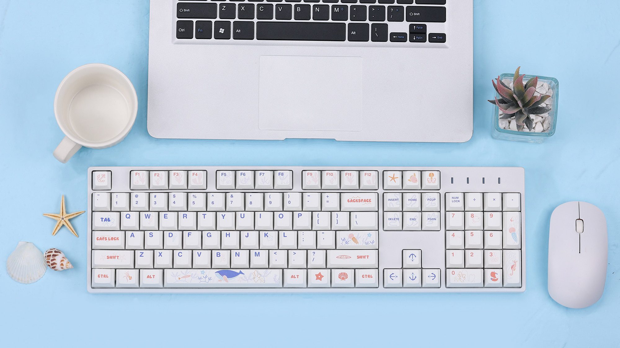 KBDfans Cherry Profile Corgi/Ocean PBT Dye-sub Keycaps Fit Cherry MX Switches 63/64/67/68/84/104 keys Layout