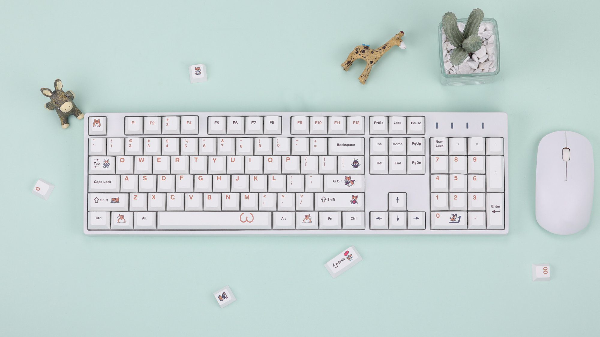 KBDfans Cherry Profile Corgi/Ocean PBT Dye-sub Keycaps Fit Cherry MX Switches 63/64/67/68/84/104 keys Layout