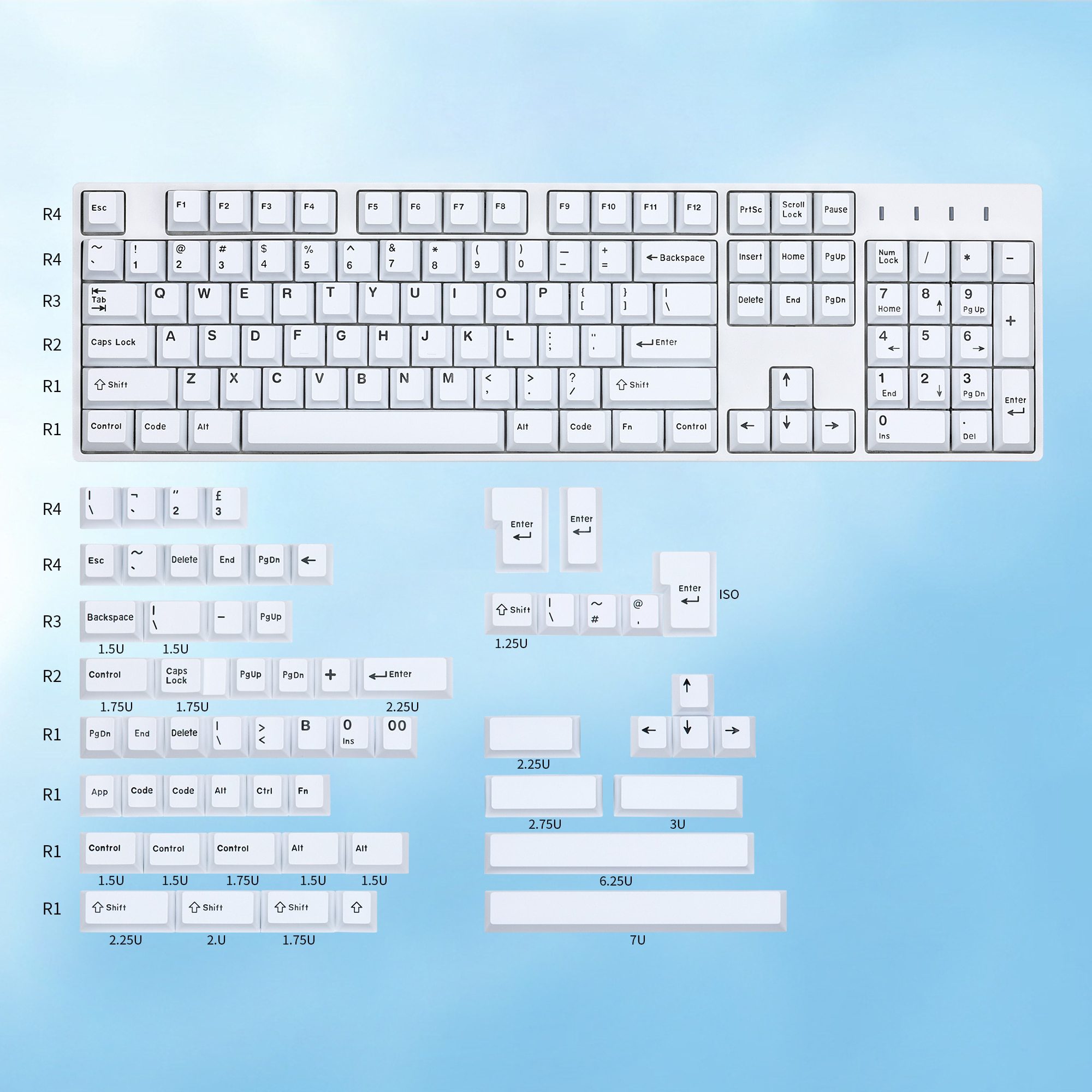 KBDfans WOB/ BOW PBT Doubleshot Keycaps Fit 61/63/64/67/68/84/96 Keys and HHKB Layout For Mechanial Keyboard
