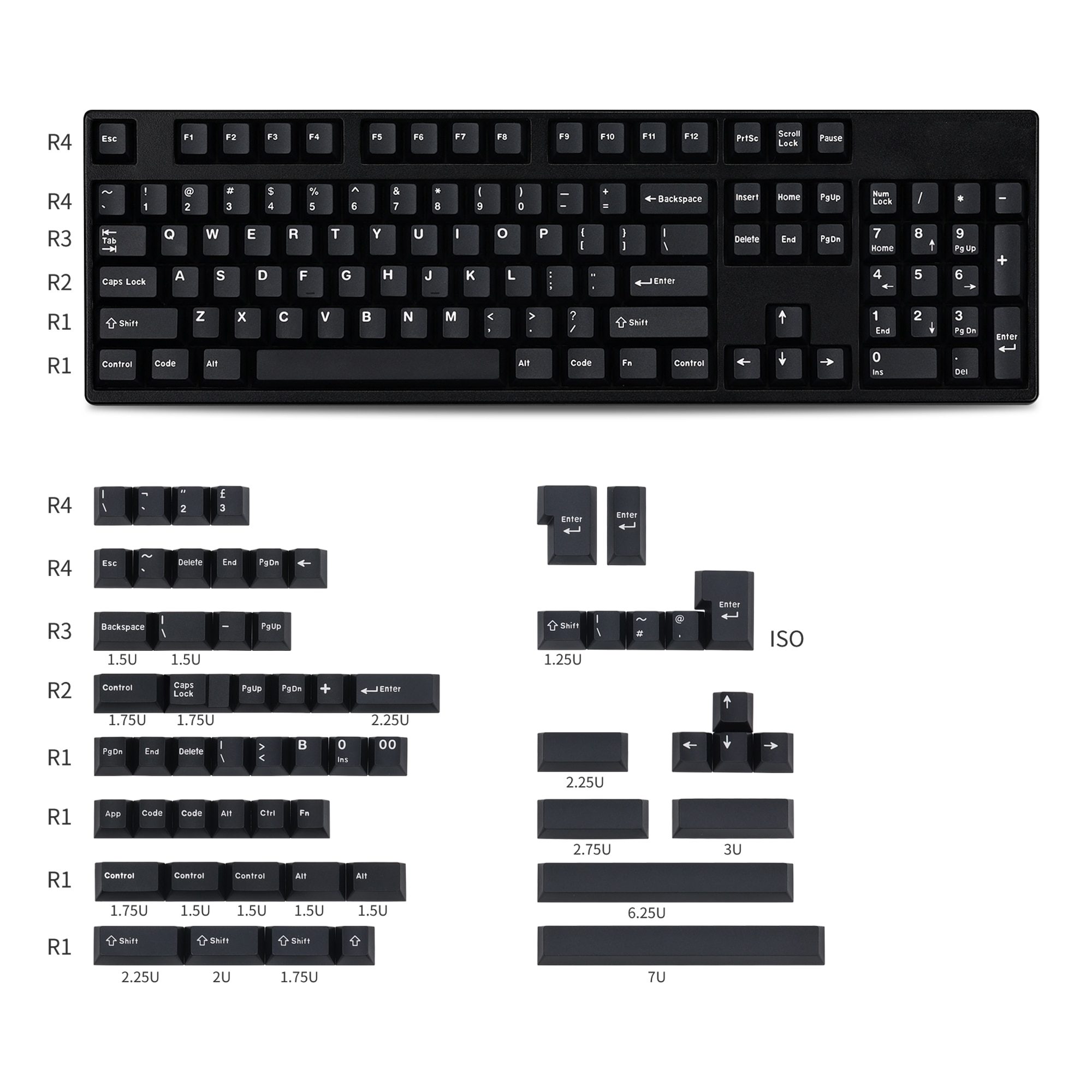 KBDfans WOB/ BOW PBT Doubleshot Keycaps Fit 61/63/64/67/68/84/96 Keys and HHKB Layout For Mechanial Keyboard