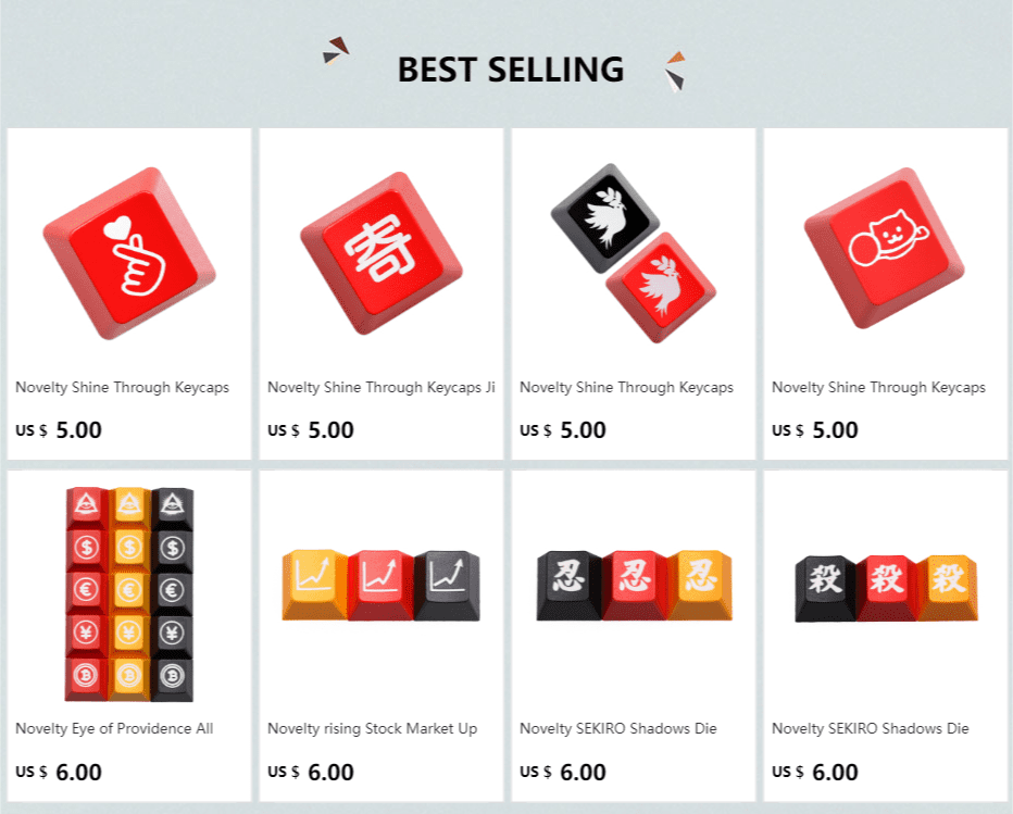 Novelty Shine Through Keycaps Elden Symbols ABS Laser Etched back lit black red ESC Enter Backspace God Slain  Legend Felled