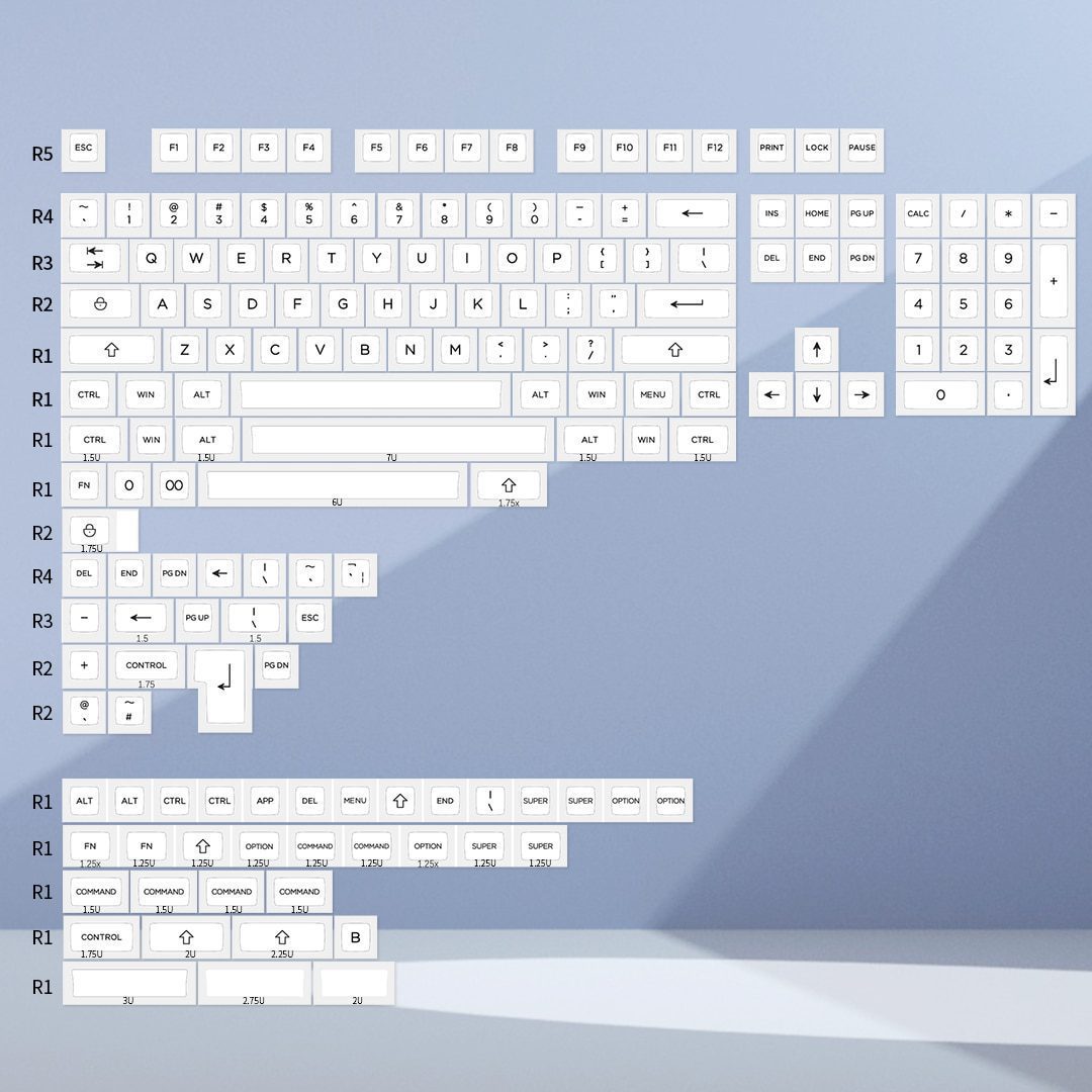 KBDfans KAT BOW 226 White PBT Dye-Sub Keycaps Set For MX Mechanical Keyboard 61/63/67/68/84/87/104 Layout