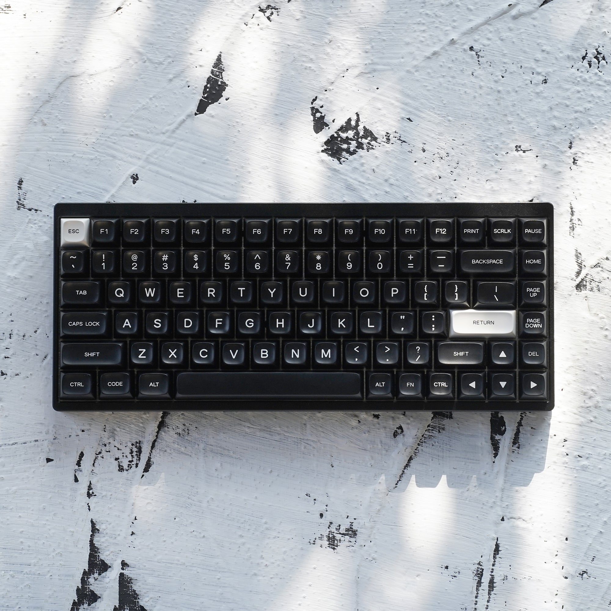 KBDfans PGA Profile Black And White Doubleshot Keycaps Set ABS Material Fit Cherry MX switches 61/63/67/68/84/87/104keys