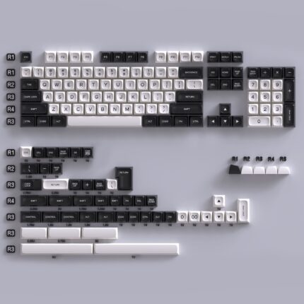PGA Profile Black And White Doubleshot Keycaps Set ABS Material Fit Cherry MX switches 61/63/67/68/84/87/104keys
