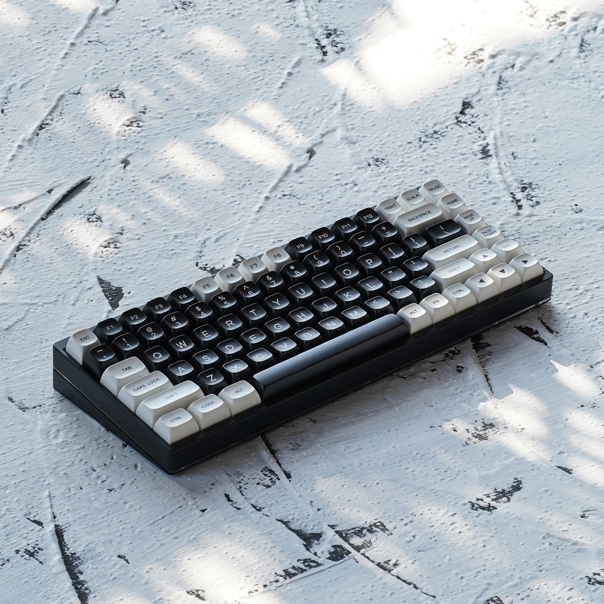 KBDfans PGA Profile Black And White Doubleshot Keycaps Set ABS Material Fit Cherry MX switches 61/63/67/68/84/87/104keys