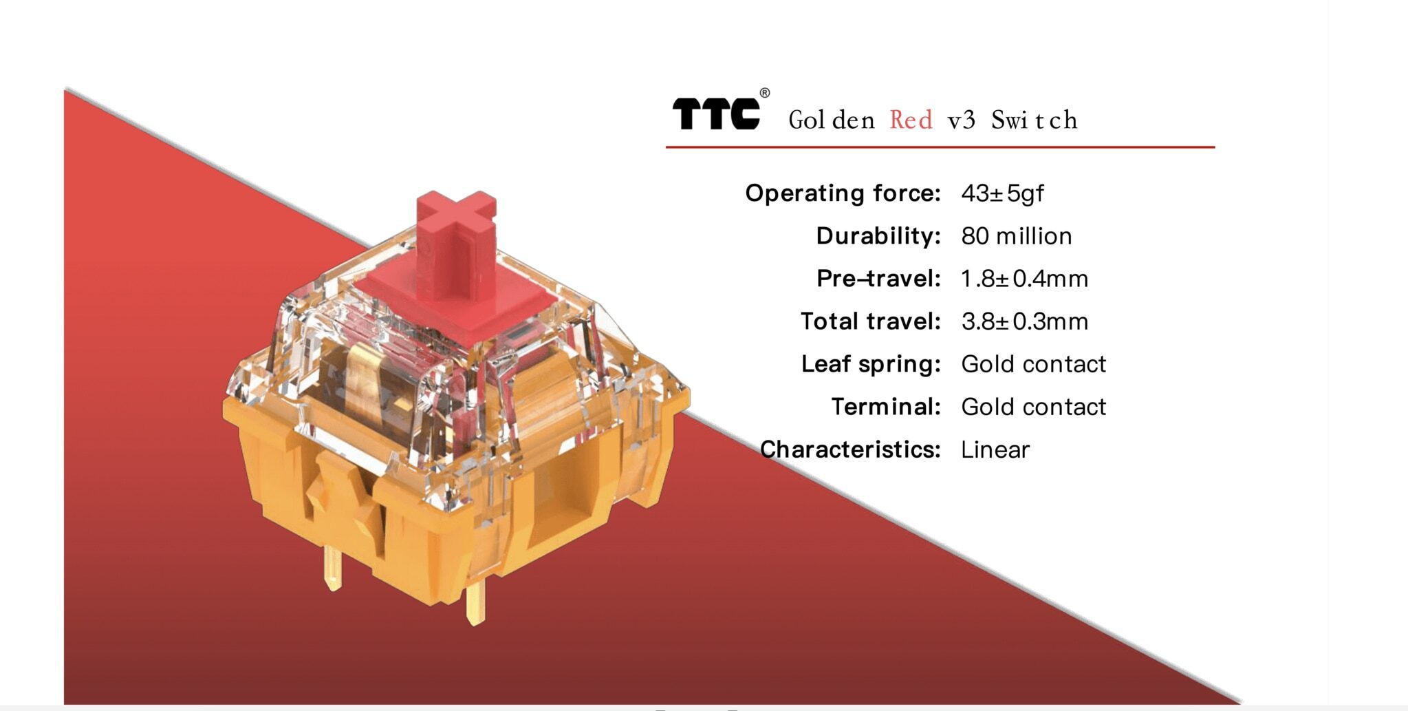 TTC Golden Red V3 Plate Mount Switches TTC Golden Red V3 Plate Mount Switches
