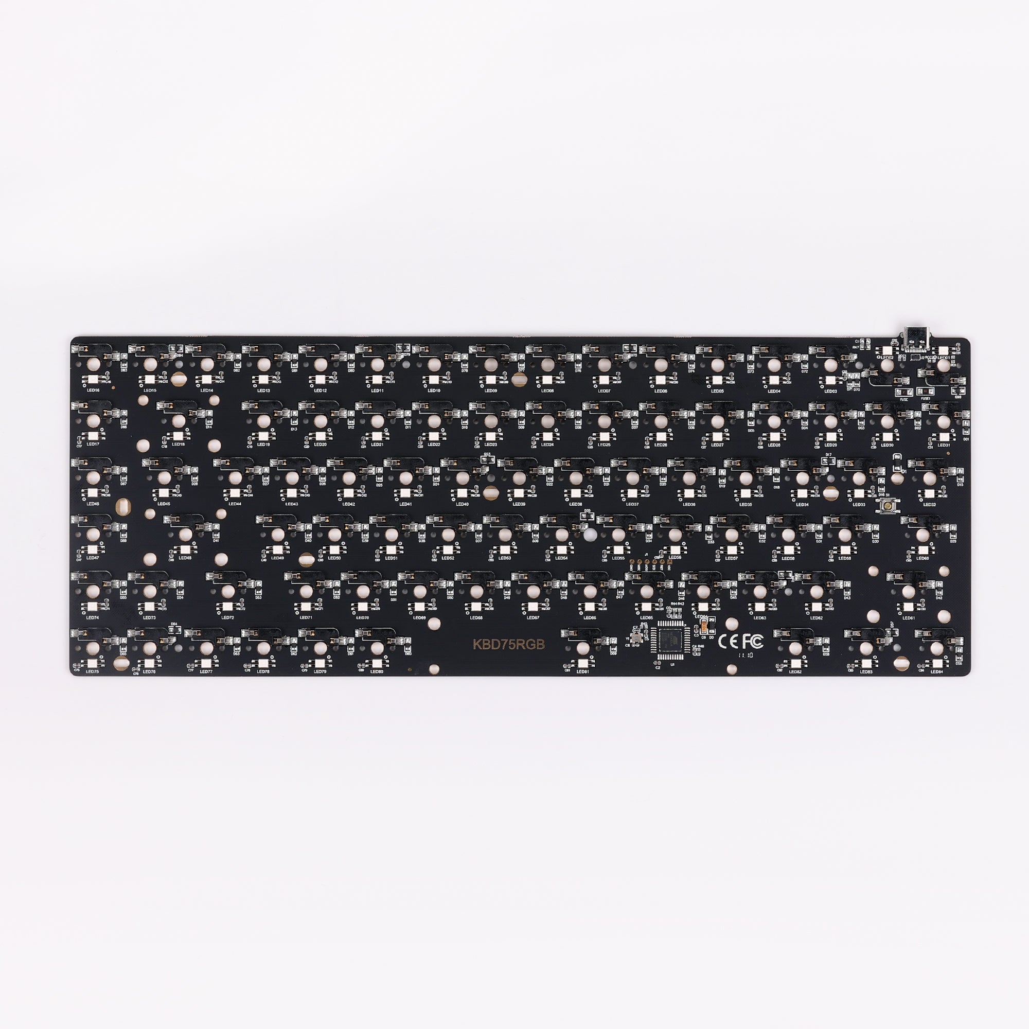 KBD75RGB HOT-SWAP PCB (Per-Key RGB) Fit KBD75 v1/v2/v3/v3.1, Tofu84, D84 Case/1.75U Right Shift