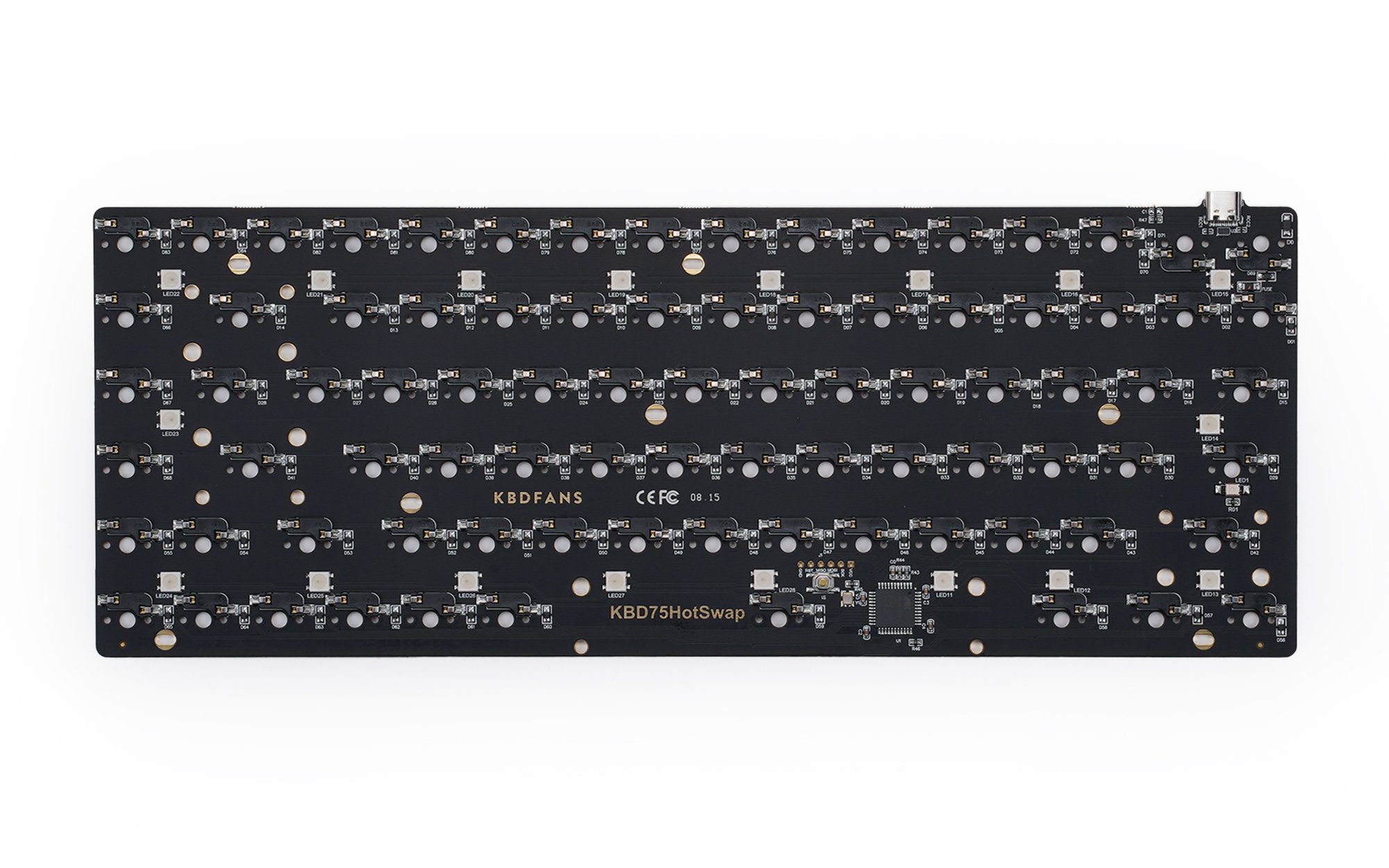 KBD75 Hot-Swap PCB For KBD75 v3/v3.1/D84 Case QMK/VIA Supported RGB underglow