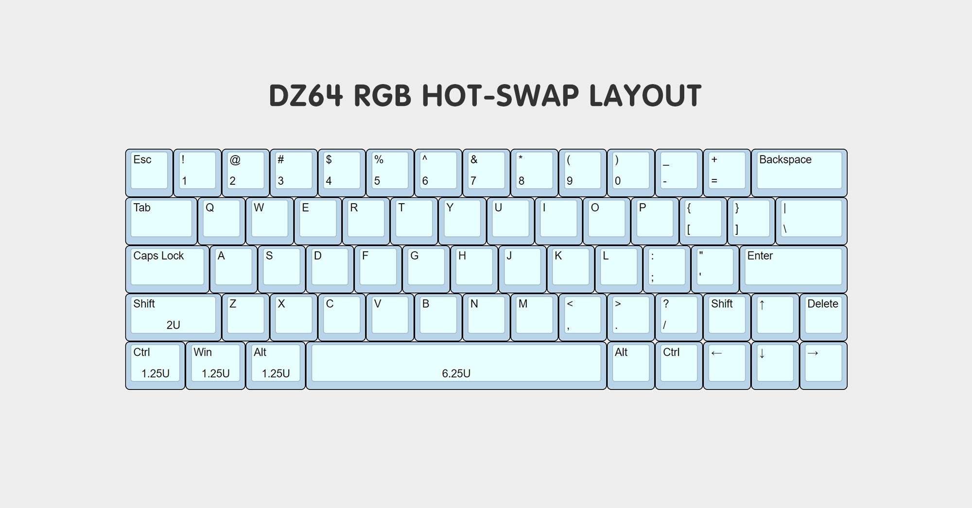 KBDfans Tofu60 DZ64 RGB Hot Swap DIY KIT with Arrow Keys/2U Left Shift/1U Right Shift/Tray Mount KBDfans Tofu60 DZ64 RGB Hot Swap DIY KIT with Arrow Keys/2U Left Shift/1U Right Shift/Tray Mount