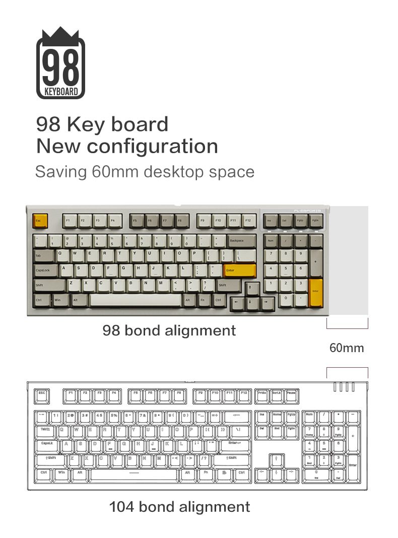 FL·ESPORTS FL980 98-Key Mechanical Keyboard Single-Mode Wired Six-Key Hot-Swappable Version Game Office Dedicated FL·ESPORTS FL980 98-Key Mechanical Keyboard Single-Mode Wired Six-Key Hot-Swappable Version Game Office Dedicated