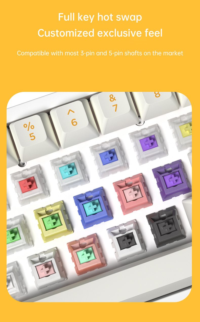 FL·ESPORTS FL680 Three-Mode Mechanical Keyboard 68 Keys RGB Hot-Swappable 2.4G Wireless Bluetooth Wired Win/Mac/iPad