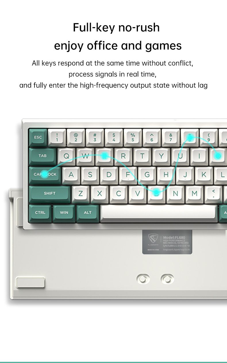 FL·ESPORTS FL680 Three-Mode Mechanical Keyboard 68 Keys RGB Hot-Swappable 2.4G Wireless Bluetooth Wired Win/Mac/iPad