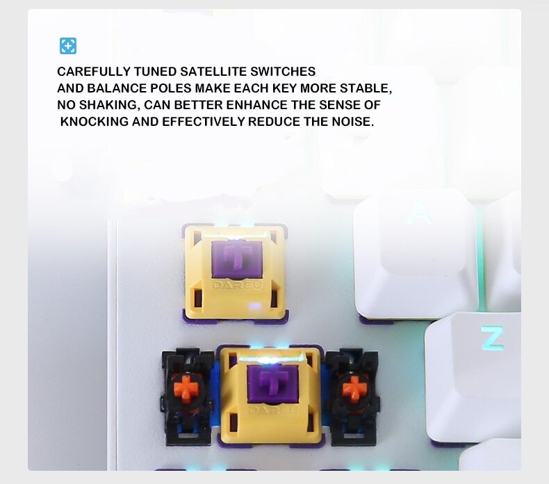 Dareu A87 Tri-mode Connection 100% Hotswap RGB LED Backlit Mechanical Gaming Keyboard With Customized Violet Gold or Sky Switch Dareu A87 Tri-mode Connection 100% Hotswap RGB LED Backlit Mechanical Gaming Keyboard With Customized Violet Gold or Sky Switch
