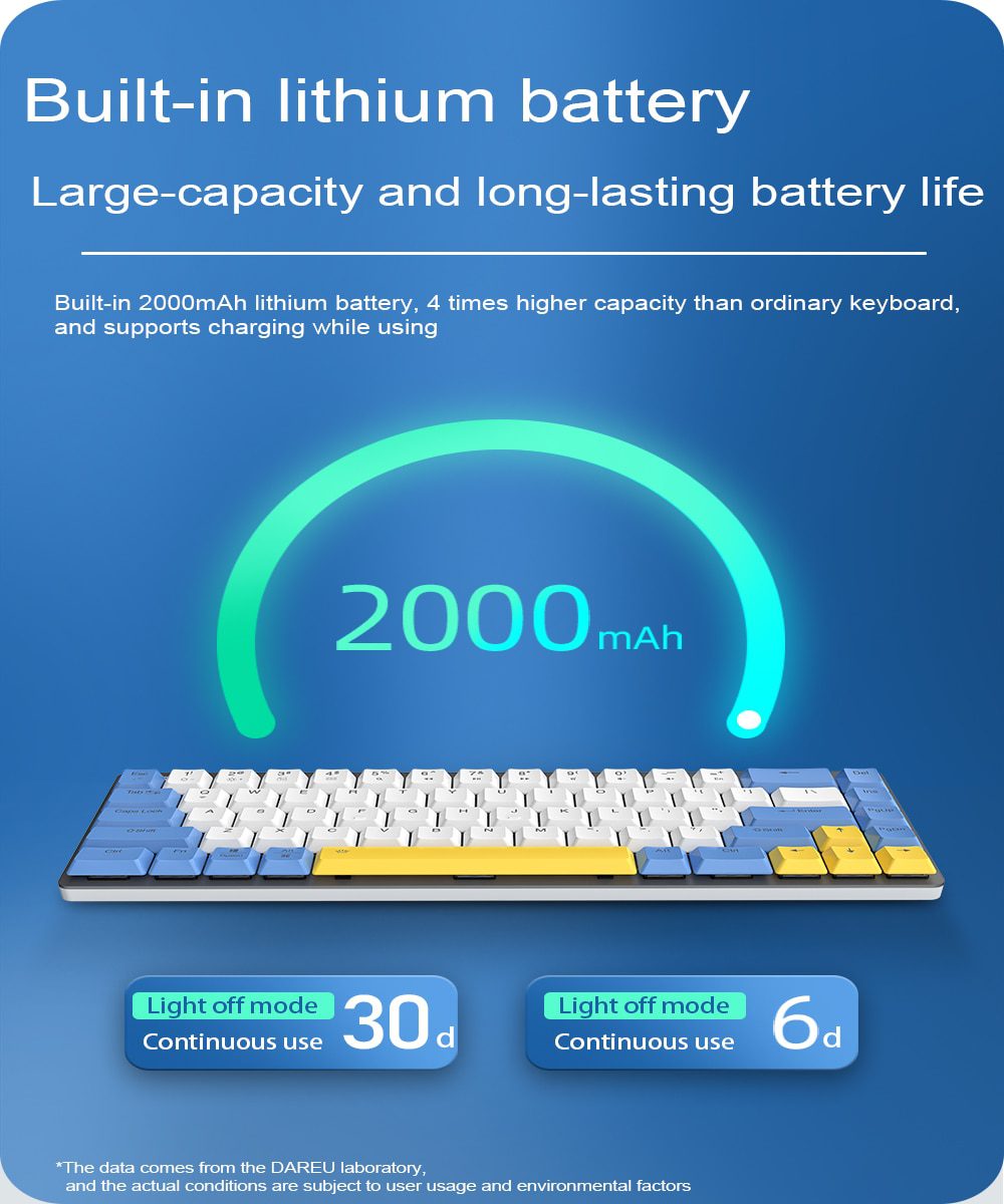 DAREU 68 Keys Mechanical Keyboard Mini Portable 60% Dual-mode KB Wired Bluetooth 5.1 Ergonomic Low Profile Keyboards for Office DAREU 68 Keys Mechanical Keyboard Mini Portable 60% Dual-mode KB Wired Bluetooth 5.1 Ergonomic Low Profile Keyboards for Office