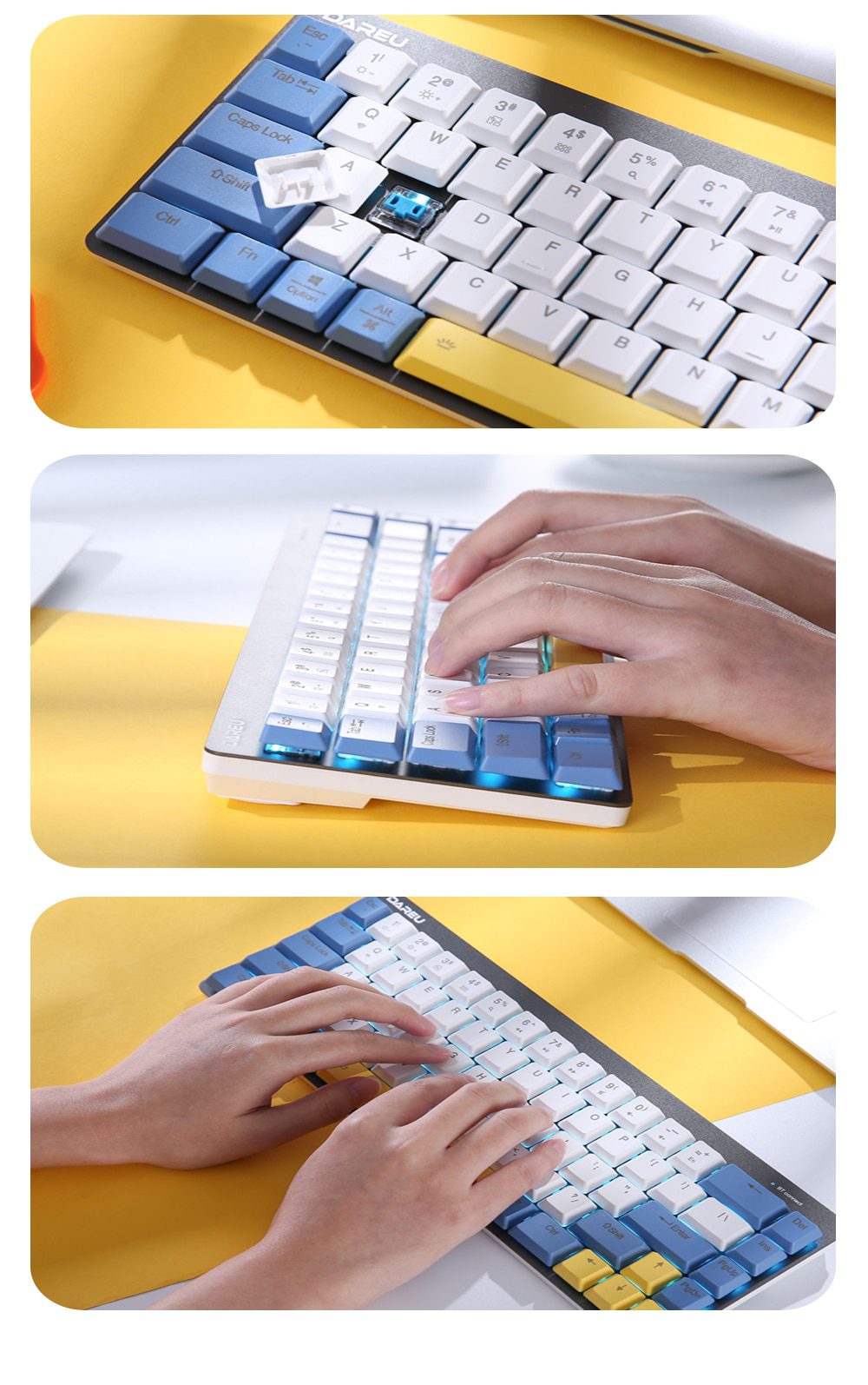 DAREU 68 Keys Mechanical Keyboard Mini Portable 60% Dual-mode KB Wired Bluetooth 5.1 Ergonomic Low Profile Keyboards for Office DAREU 68 Keys Mechanical Keyboard Mini Portable 60% Dual-mode KB Wired Bluetooth 5.1 Ergonomic Low Profile Keyboards for Office